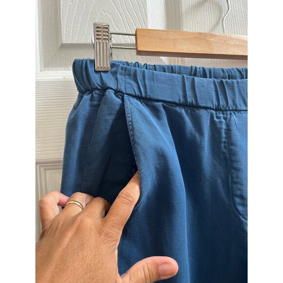 Diega Pantero Blue Linen Blend Pocket Pull On Elastic Waistband Pant Medium - Picture 5 of 12